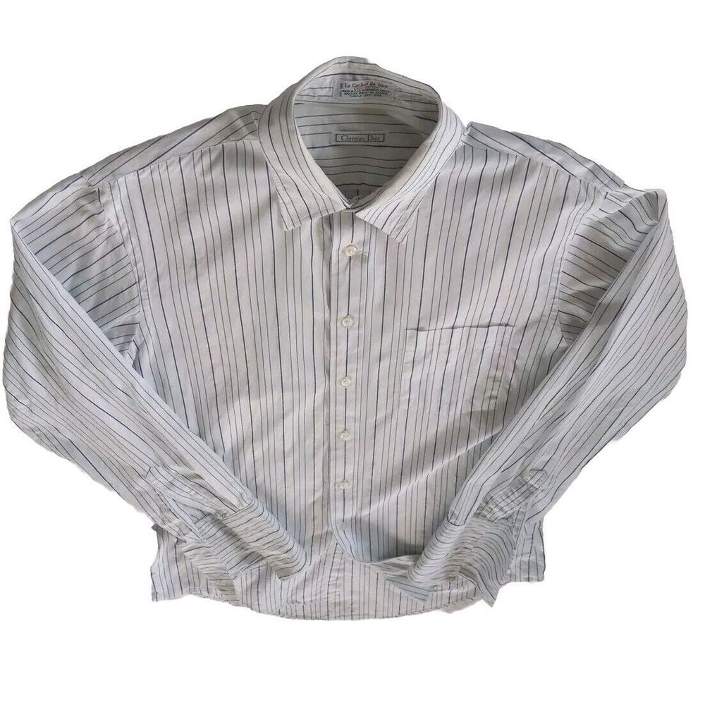 Vintage Christian Dior Le Cachet‎ De Men's 15.5/33 Buttons Adult Stripes Shirt